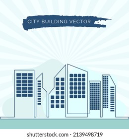 City skyline vector illustration with flat style. urban landscape. Cityscape during the day. Thin line style city panorama.