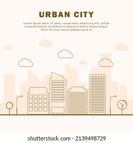 City skyline vector illustration with flat style. urban landscape. Cityscape during the day. Thin line style city panorama.