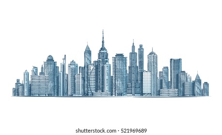 City skyline. Vector illustration isolated on white background