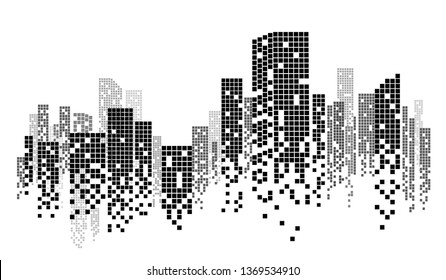 city skyline vector illustration. city scene at night. cityscape