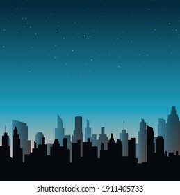 City skyline vector illustration in square format