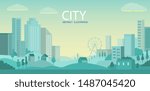 City skyline Vector illustration. Urban landscape. Daytime cityscape