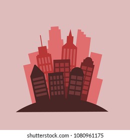 City skyline vector illustration. Urban landscape. Daytime cityscape in flat style.