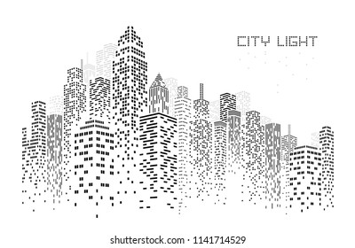 city skyline vector illustration urban landscape created by the position of black windows on white backgrond