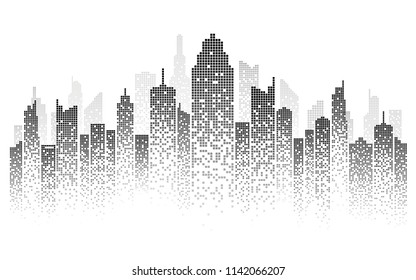 city skyline vector illustration urban landscape created by the position of black windows on white backgrond