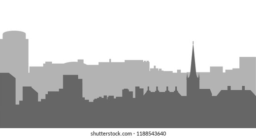 City skyline vector illustration. Urban landscape. Evening cityscape in flat style. 