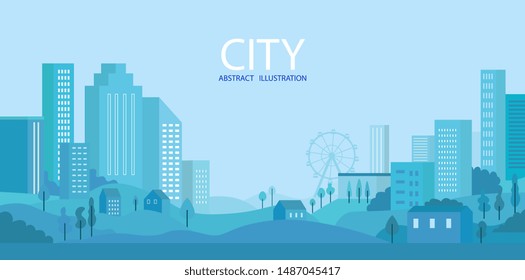 City skyline Vector illustration. Urban landscape. Daytime cityscape