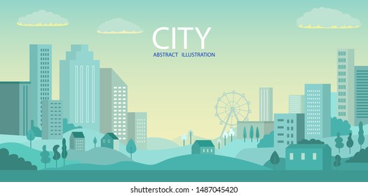 City skyline Vector illustration. Urban landscape. Daytime cityscape