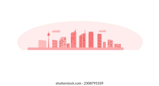 City skyline vector illustration. Urban landscape. Daytime cityscape in flat style. Modern architectural panorama in flat style.