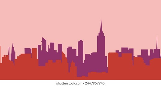 City skyline vector illustration. Urban landscape. Daytime cityscape in flat style. 