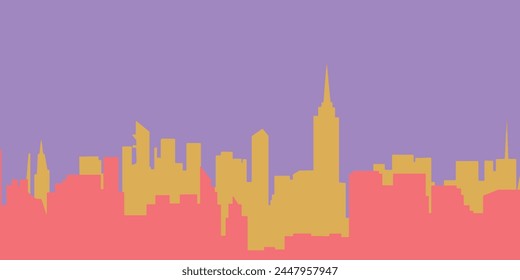 City skyline vector illustration. Urban landscape. Daytime cityscape in flat style. 