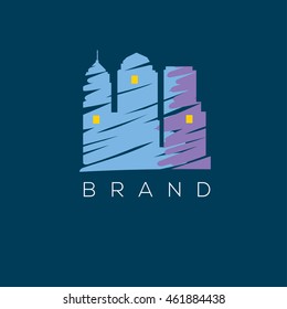 City skyline vector logo template. City image illustration