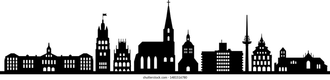 Silhouette, vectora de líneas aéreas de la ciudad de Münster