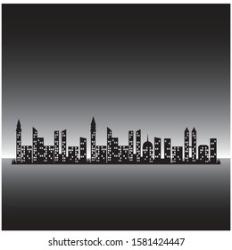 City skyline vector silhouette. skyscrapers at night