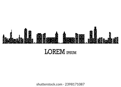 city skyline vector, skyscrapers icon silhouette.