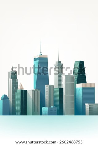 City skyline vertical illustration city buildings complex