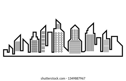 City Skyline White Silhouette On White Stock Vector (Royalty Free ...