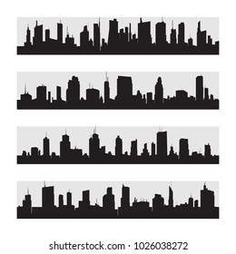 City skyline.Panorama city background. Set of vector city silhouette and elements for design.Modern urban landscape.Vector illustration.