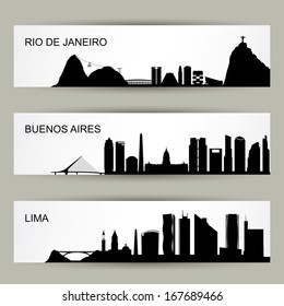 City Skylines Of Latin America - Vector Illustration