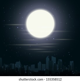 city skylines with moon