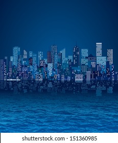 horizontes urbanos con reflexión en el agua