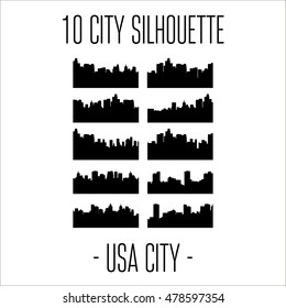 City Skylines Silhouette Set, Urban Skyline