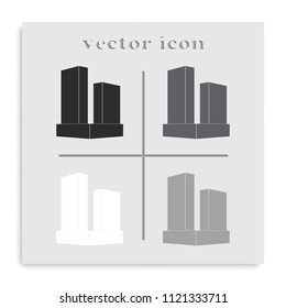 City skyscraper flat black and white vector icon.