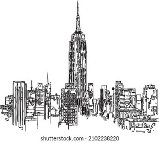 city skyscraper line art illustration