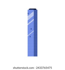 City skyscraper, modern building with flat roof for office or home apartment vector illustration
