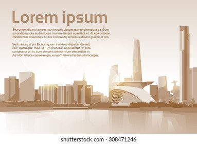 City Skyscraper View Cityscape Background Skyline with Copy Space Vector Illustration