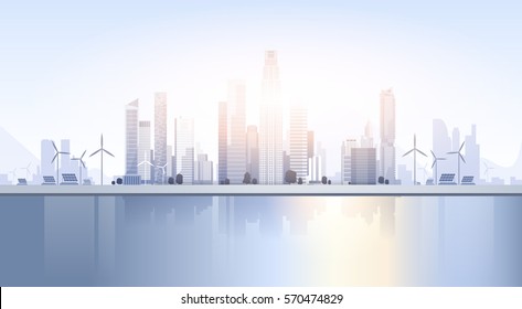 City Skyscraper View Cityscape Background Skyline Silhouette with Copy Space Vector Illustration