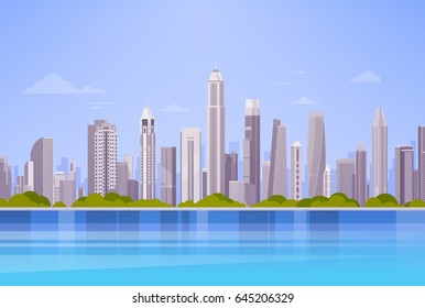 Illustration Skyscraper Building Retro Background Stock Vector (royalty 