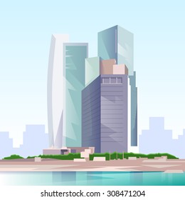 City Skyscraper View Cityscape Skyline Vector Illustration