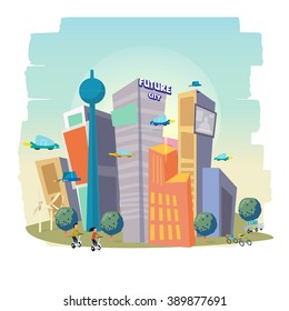 City Skyscraper View with modern building. future city concept - vector illustration