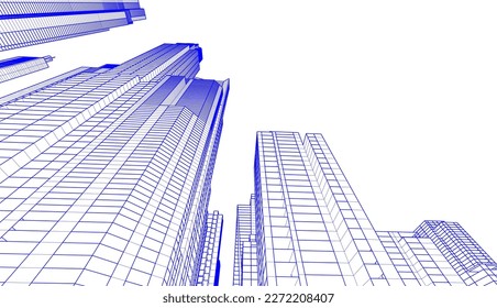 Rascacielos urbanos ilustración vectorial del dibujo arquitectónico