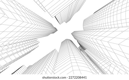 Rascacielos urbanos ilustración vectorial del dibujo arquitectónico