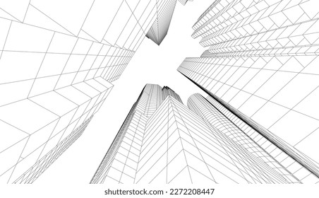 Rascacielos urbanos ilustración vectorial del dibujo arquitectónico