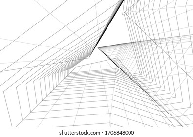 City skyscrapers, architecture 3d vector illustration