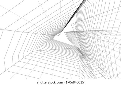 City skyscrapers, architecture 3d vector illustration