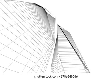 Rascacielos urbanos, ilustración vectorial 3d de arquitectura