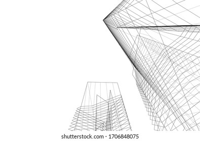 City skyscrapers, architecture 3d vector illustration