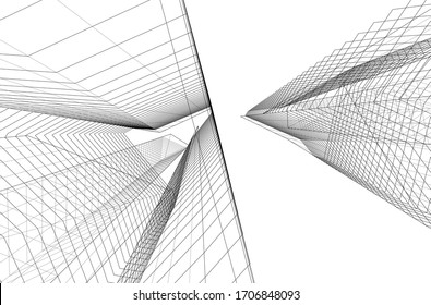 City skyscrapers, architecture 3d vector illustration