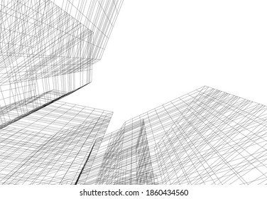 Arquitectura de rascacielos 3d ilustración vectorial