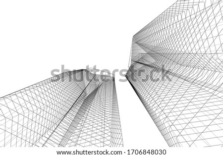 City skyscrapers, architecture 3d vector illustration