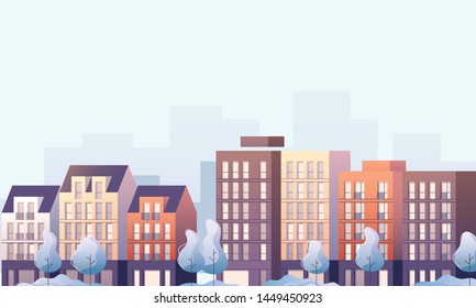 City skyscrapers and business buildings skyline. 