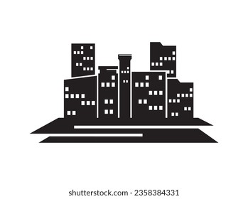 city skyscrapers icon. silhouette of buildings, city skyline.