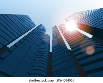 City Of Skyscrapers. Modern Office Buildings In The Financial District. EPS10 Vector