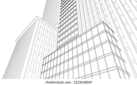 city skyscrapers vector 3d illustration