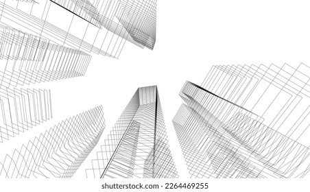 City skyscrapers vector 3d illustration 