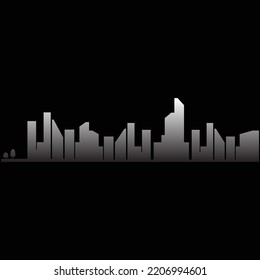 city skyscrapers vector, silhouette, isolated on black background.